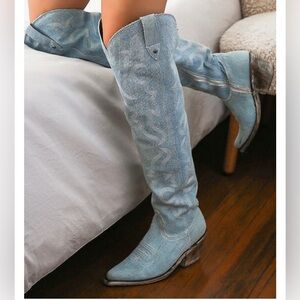 Liberty Black Allyssa Denim Blue Jean Cowgirl Boots